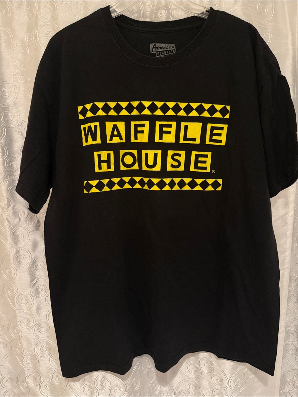 Waffle House Logo American Roadtrip Short-Sleeve Tee Black/Yellow Men’s XL 🔥 G15